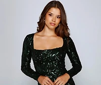 Alora Formal Sequin Scroll Bodycon