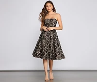 Corrine Strapless Lace Detail Formal Dress