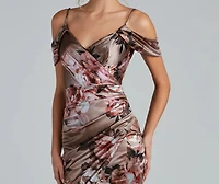 Peyton Satin Floral Asymmetric Mini Dress