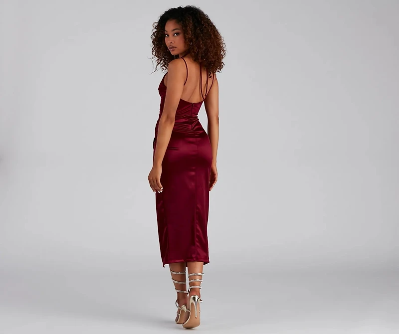 Amanda Wrap Satin Dress