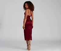 Amanda Wrap Satin Dress