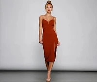 Aurora High-Slit Fitted Midi Dress