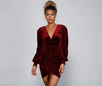 Mariah Ruched Velvet Bodycon Mini Dress