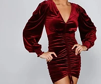 Mariah Ruched Velvet Bodycon Mini Dress