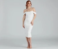 Sheila Crepe Corset Midi Formal Dress
