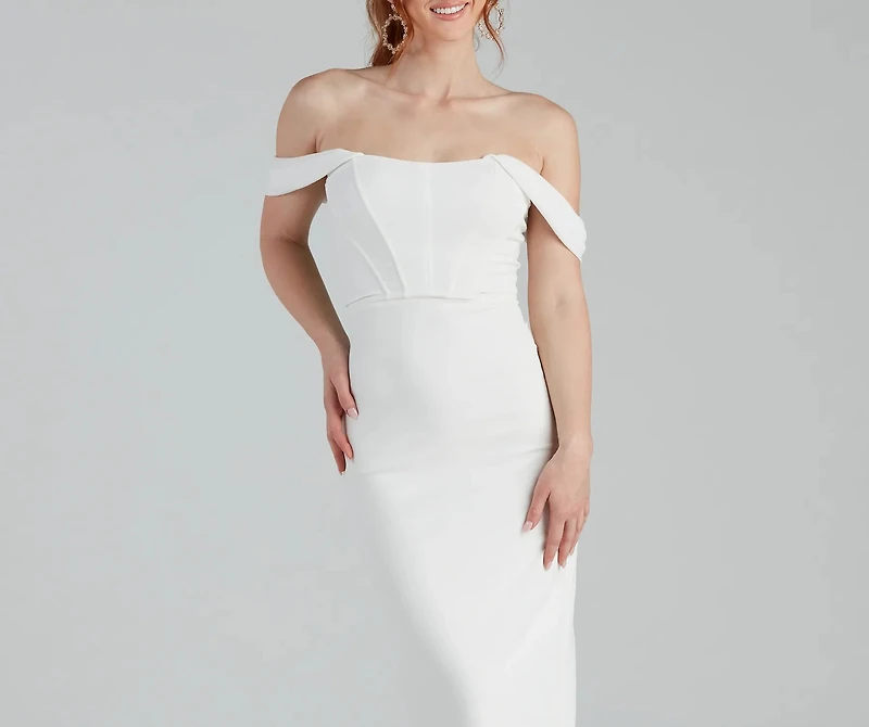 Sheila Crepe Corset Midi Formal Dress