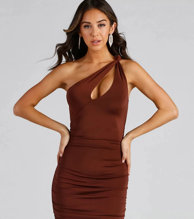 Drew One-Shoulder Midi Formal Dress