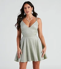 Rashida Lattice Back Glitter Dress