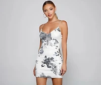 Amoura Formal Foiled Sequin Mini Dress