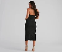 Zadie Formal High-Slit Midi Dress