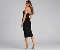 Brenley Mesh Keyhole Halter Midi Dress