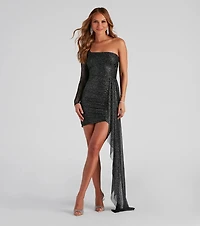 Scarlet Formal Glitter Drape Dress