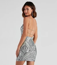 Brianna Sequin Mesh Bodycon Dress