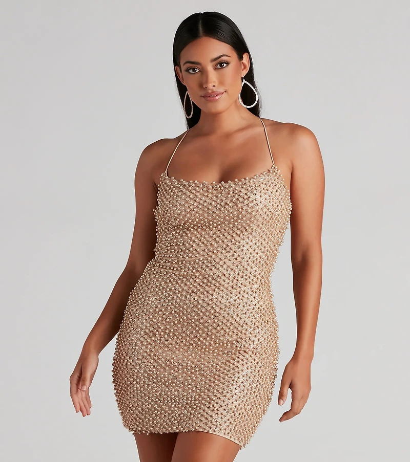 Brigitta Pearl Embroidered Mini Dress