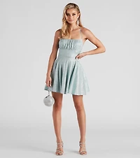 Violet Woven Glitter Party Dress