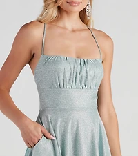 Violet Woven Glitter Party Dress