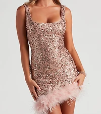 Scarlett Sequin Marabou Party Dress