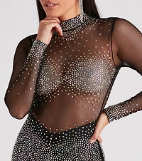 Tate Rhinestone Mesh Party Dress