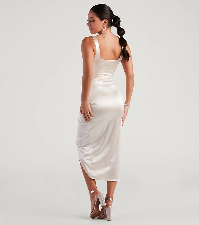 samantha formal satin midi dress Samantha Formal Satin Midi Dress