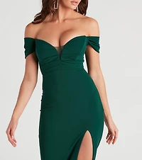 Tessa Formal Crepe Slit Midi Dress