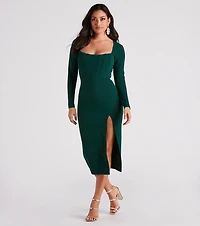 Murphy Long Sleeve Corset Midi Dress