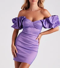 Azalai Taffeta Ruffle Short Dress