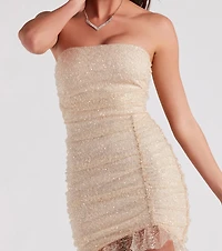 June Sequin Strapless Party Dress