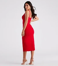 Matilda Crepe Slit Midi Dress