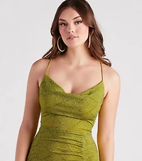 Jasmine Ruched Glitter Bodycon Mini Dress