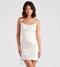 Kristy Satin Cowl Neck Party Dress