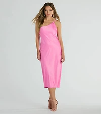 Winnie Formal Satin One-Shoulder Midi Dress
