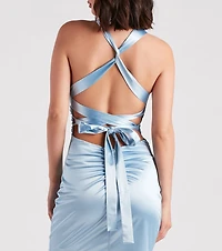 Kylee Satin Lace-Up Party Dress