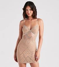Nessa Rhinestone Mesh Party Dress