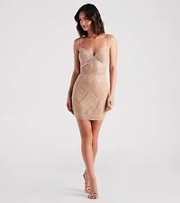 Nessa Rhinestone Mesh Party Dress