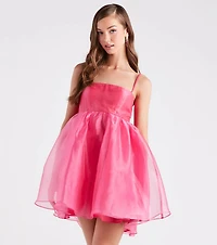 Harlow Square Neck Babydoll Party Dress