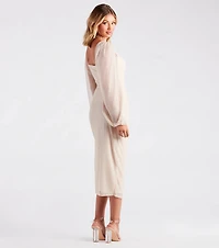 Skylar Formal Glitter Long Sleeve Midi Dress