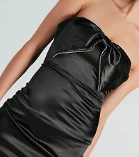 Bella Satin Rhinestone Bow Party Dress