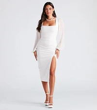 Marjorie Formal Chiffon Sleeve Midi Dress