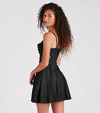 Taya Woven Glitter Formal Skater Dress