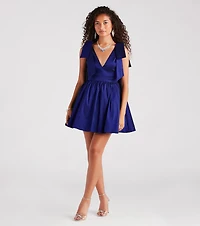 Mayva Taffeta Bow A-Line Short Dress