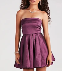 Francie Taffeta Strapless A-Line Dress