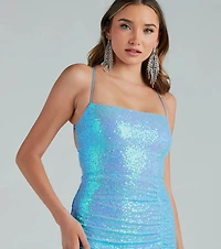 Lennyn Sequin Lace-Up Party Dress