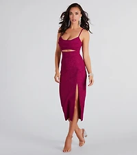 Robyn Formal Glitter Cutout Midi Dress