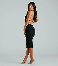 Graciela Formal Ruched Strappy Midi Dress