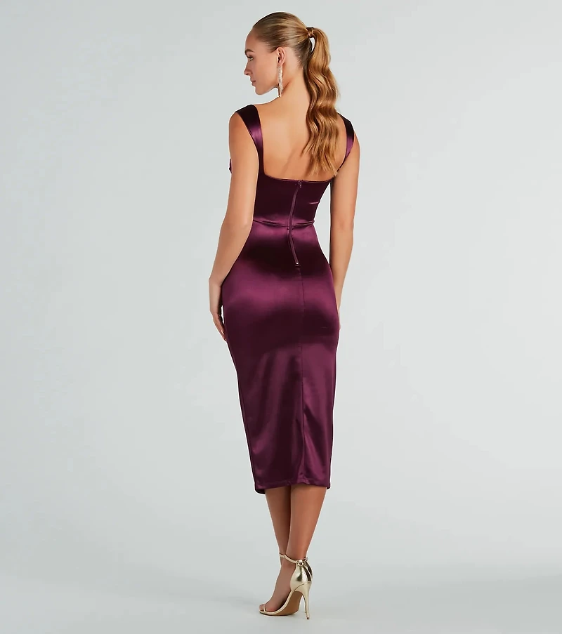 Windsor Marnie Formal Satin Corset Midi Dress | MainPlace Mall