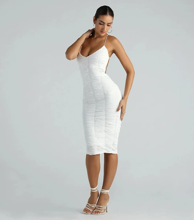 Loft Petite Shell Ruched Strappy Midi Dress at Hamilton Place in  Chattanooga, TN