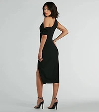 Jullian Formal Crepe Off-The-Shoulder Midi Dress