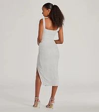 Courtney Formal Glitter Wrap Midi Dress