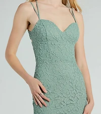 Darcy Lace-Up Glitter Lace Midi Formal Dress