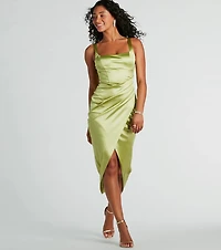 Samantha Formal Satin Midi Dress